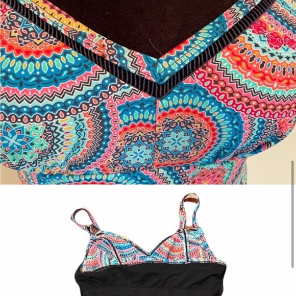 Christina Blue one piece comfort athletic abstract print bathing swimsuit size 8 - Picture 10 of 13